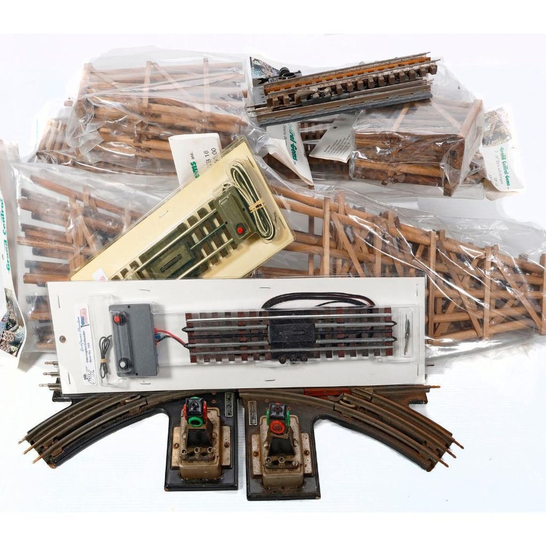 O Gauge Gargraves long track sections, activator sections, wood trestle kit, Lionel Switches - 3