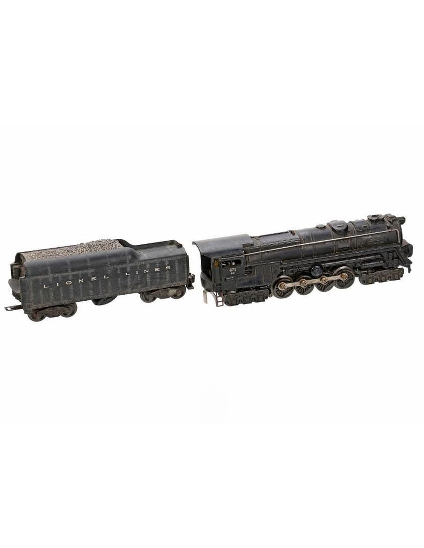 Lionel O Gauge Postwar 671 R.R. Pennsylvania Steam Turbine Locomotive and 2046W Whistling Tender - 2