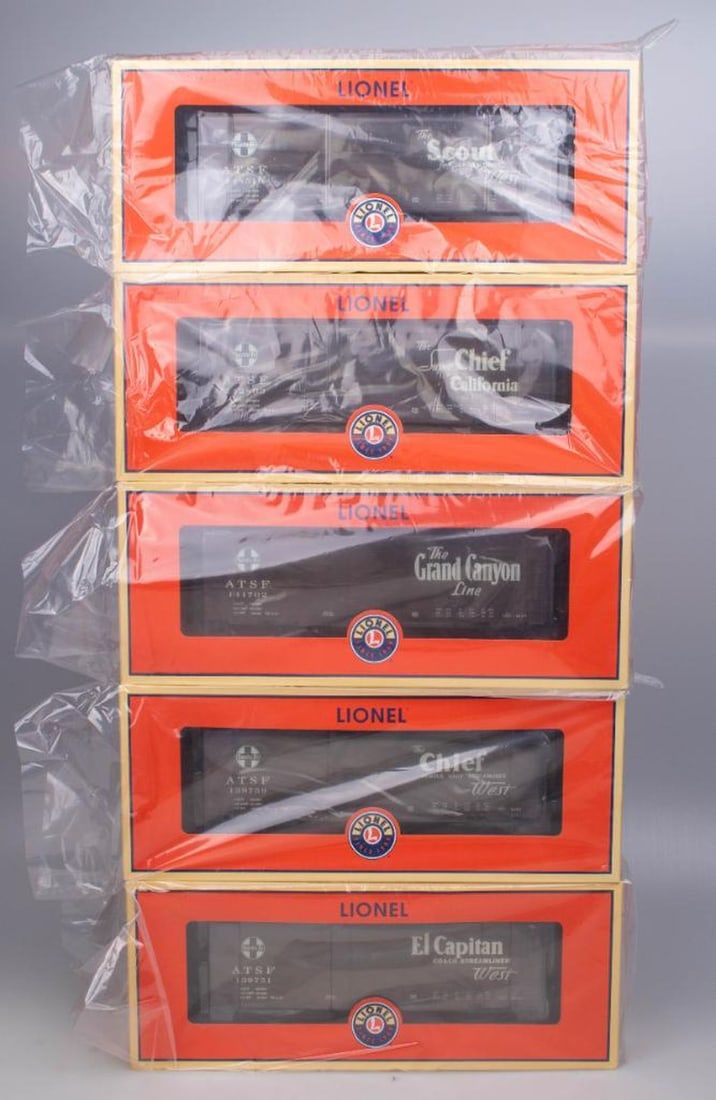 Lionel O Gauge Modern Era AT&SF Map & Slogan PS-1 Boxcar 5 Pack - 2