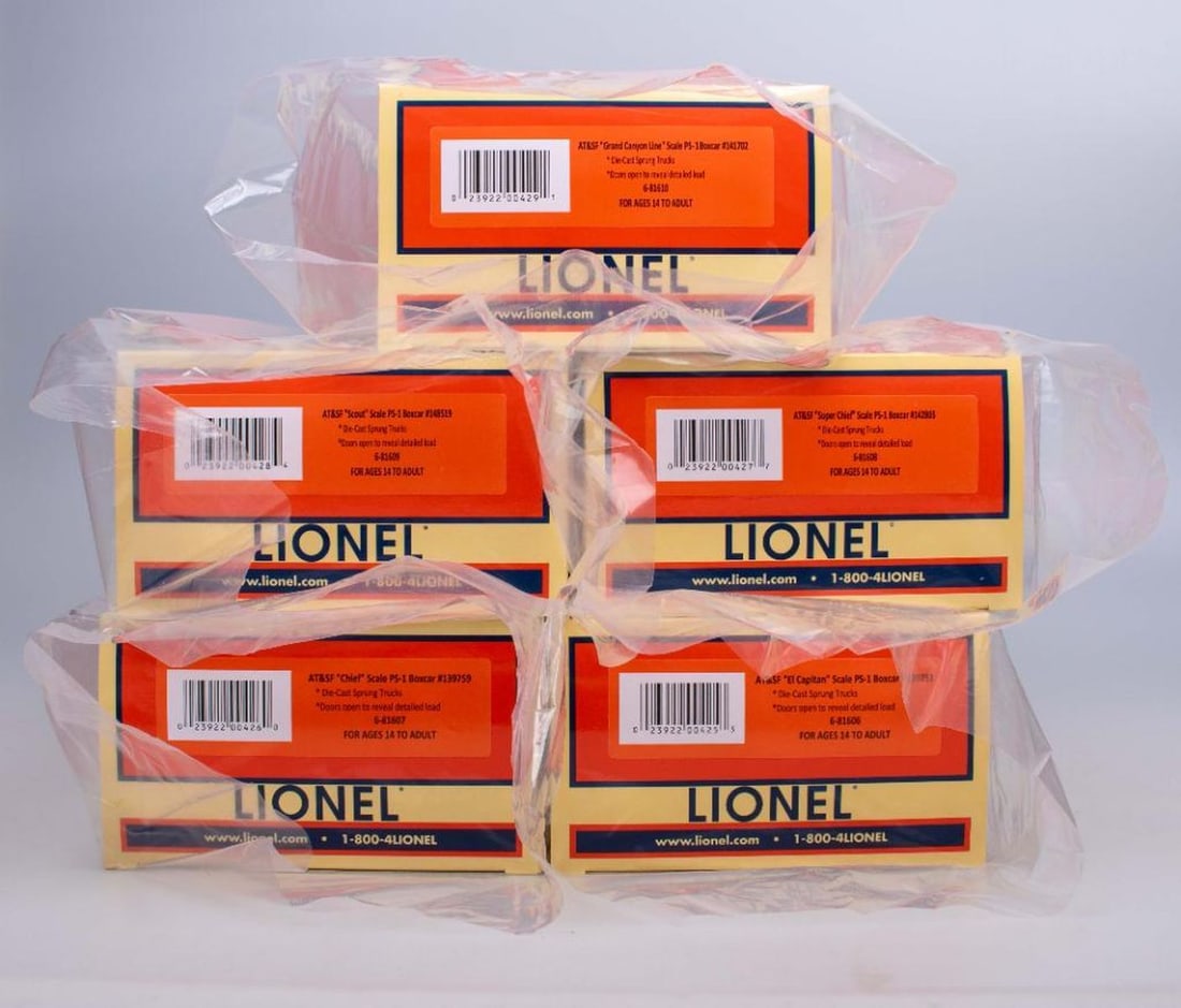 Lionel O Gauge Modern Era AT&SF Map & Slogan PS-1 Boxcar 5 Pack - 3