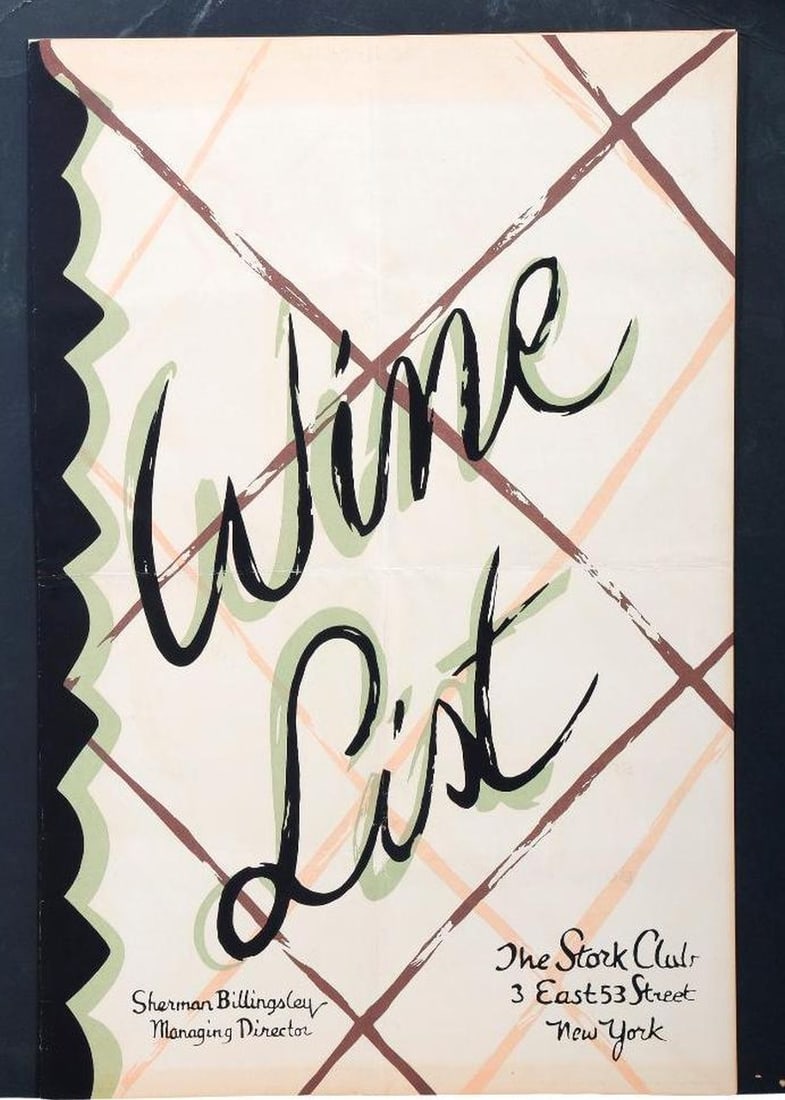 The Stork Club Oversized Wine List, 1939 (1 of 4)