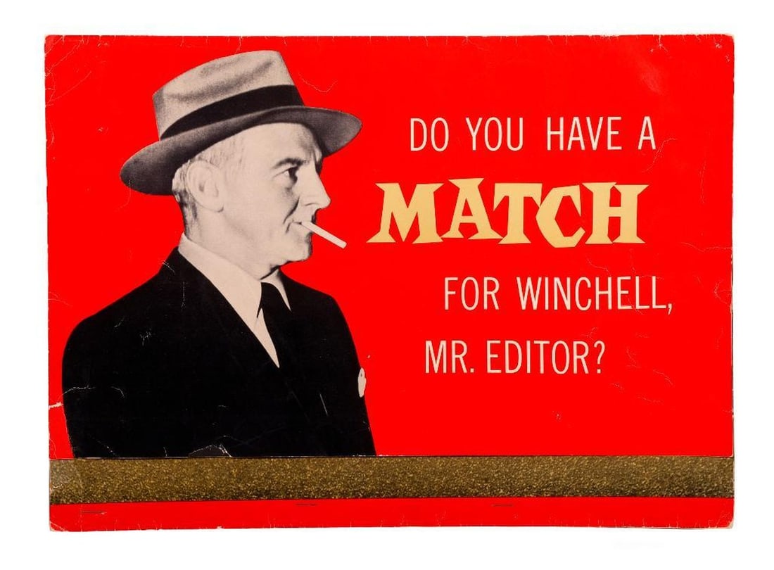 Vintage Walter Winchell Photos (2), and Large "Matchbook" Ad (1 of 4)