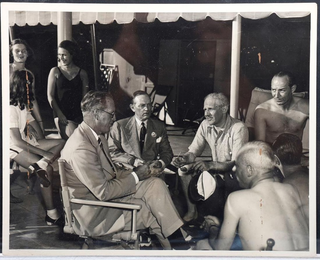 Photo of Joseph P. Kennedy, Runyon, Winchell in Miami, with Another Photo and Article (1 of 4)