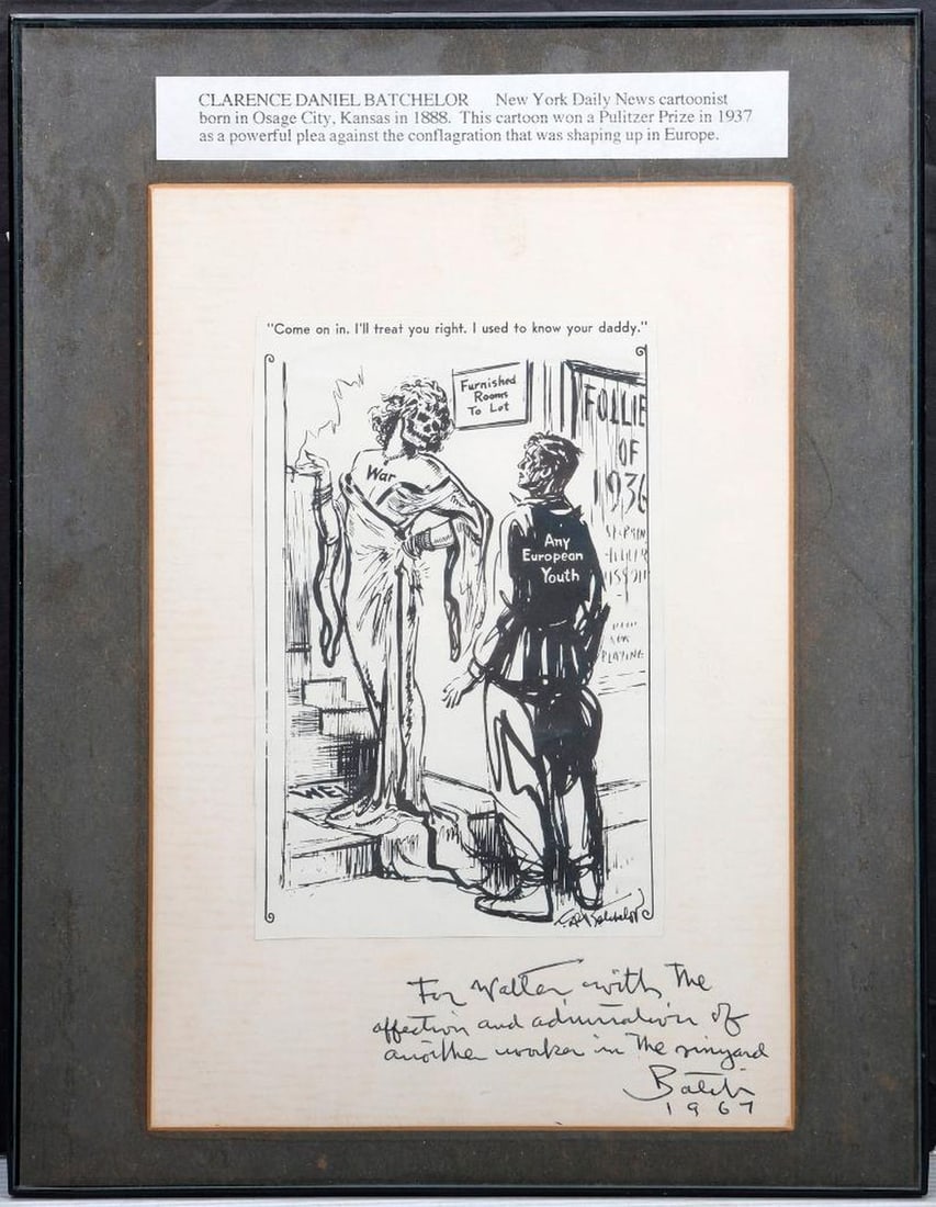 C.D. Batchelor, Inscribed Cartoon Print/Clipping and ALS to Walter Winchell (3) (1 of 3)