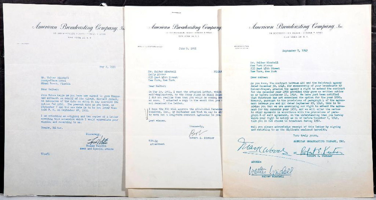 ABC/Robert Kintner Telegram and Letters (6), with Photo (1 of 5)