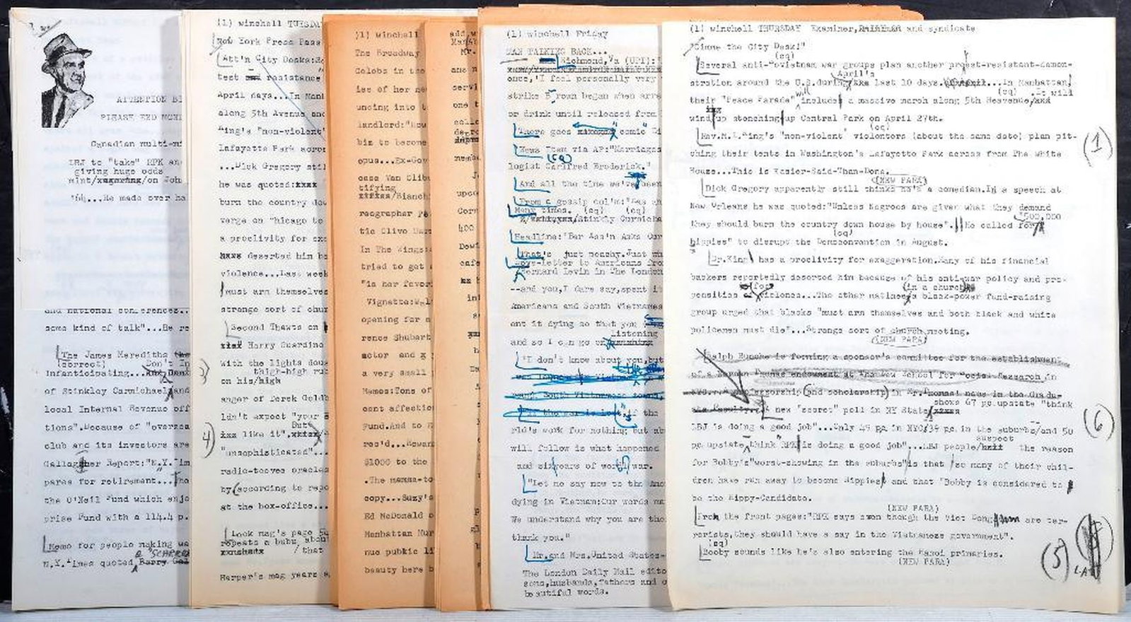 Box of Walter Winchell Drafts with Edits, and Misc. Ephemera (1 of 6)