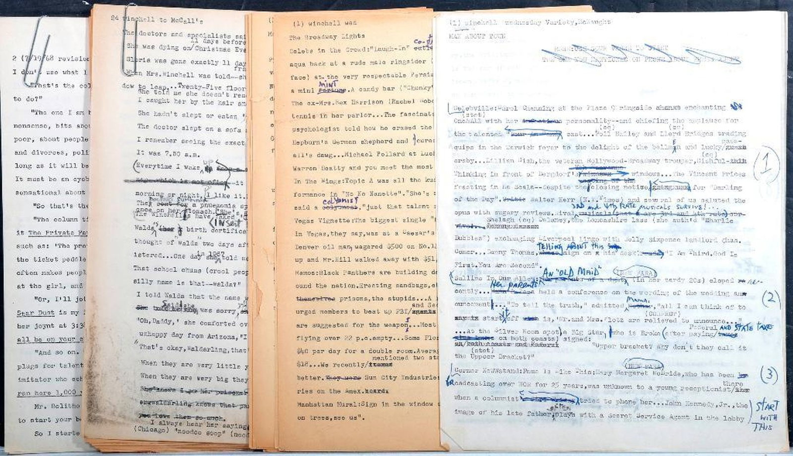 File of Walter Winchell Drafts with Edits (1 of 4)