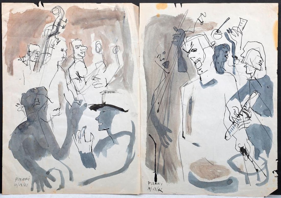 Pair of Jazz Session Sketches, 1961 (1 of 1)