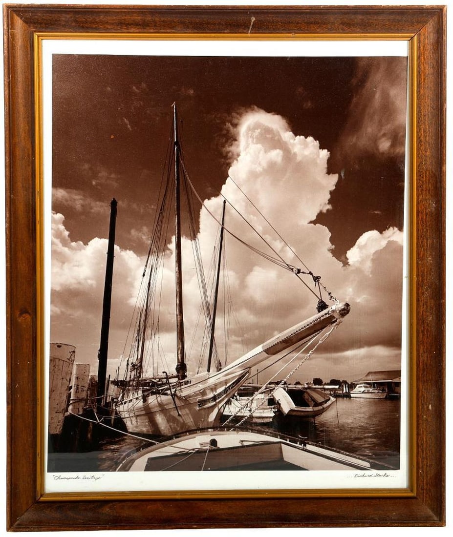 Richard Stacks (1930-2015), Chesapeake Sailboats Photograph: Artist: Richard Stacks (1930-2015). Title: "Chesapeake Heritage" (sailboats). Signature: Signed in ink lower right. Medium: Photograph. Size: 19 1/2"" x 15 1/2" (sight); 22 3/4" x 18 3/4" (frame). Con
