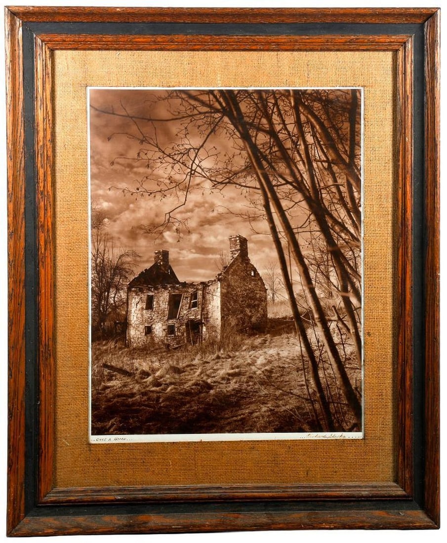Richard Stacks (1930-2015), Ghostly House Photograph: Artist: Richard Stacks (1930-2015). Title: "...Once A Home..." Signature: Signed in ink lower right; artist's label/stamp verso. Medium: Photograph. Size: 19" x 14 3/4" (sight); 28" x 22 3/4" (f