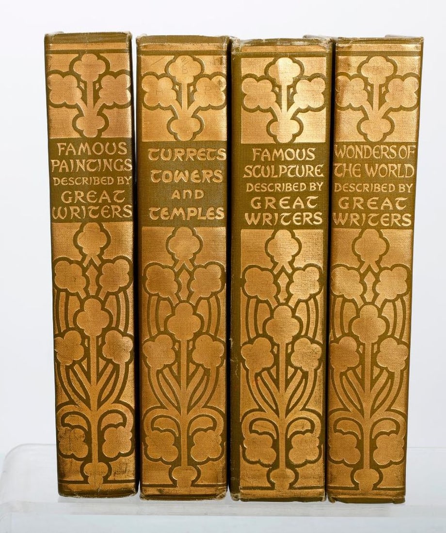 Set of Four Art Nouveau Gilt Volumes: SINGLETON, ESTHER [ED.]. Set of four decorative gilt-stamped volumes, ...As Seen and Described by Famous Writers. 8vo green cloth; illustrated. New York: Dodd, Mead & Company. 1.) Famous Paintings, 19