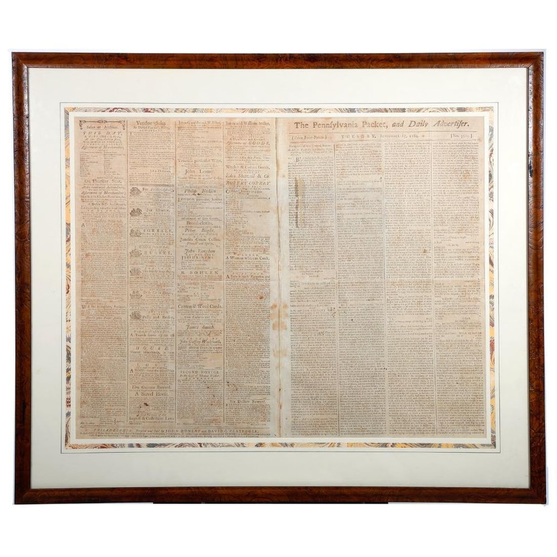Pennsylvania Packet, and Daily Advertiser Newspaper, 1789 (1 of 2)