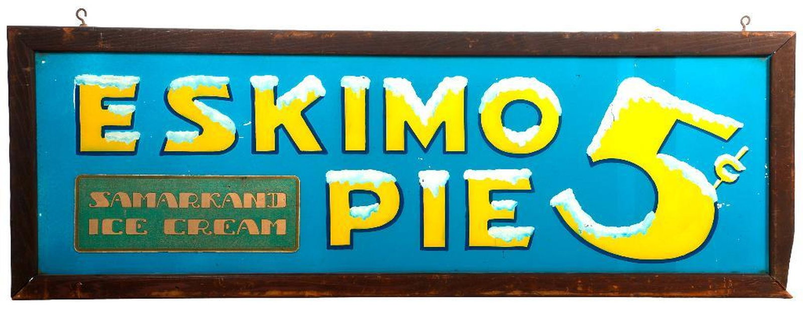 Vintage Eskimo Pie Painted Glass Sign (1 of 2)