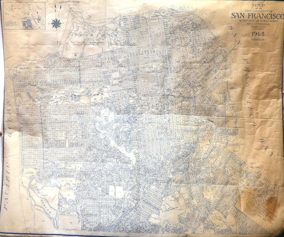 1968 San Francisco Dept. of Public Works Large Map (1 of 3)