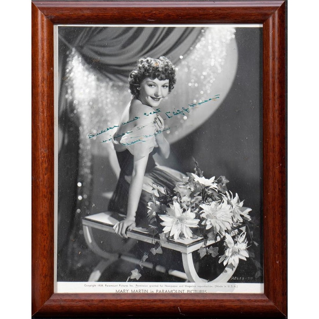 Mary Martin Signed Photo, and Four Others from the Cliff House: Five Original signed/inscribed publicity photographs for the Cliff House: actors/performers MARY MARTIN (1913-1990); MAY ROBSON (1858-1942); JOE PENNER (1904-1944); PEARL KING TANNER (NBC ra
