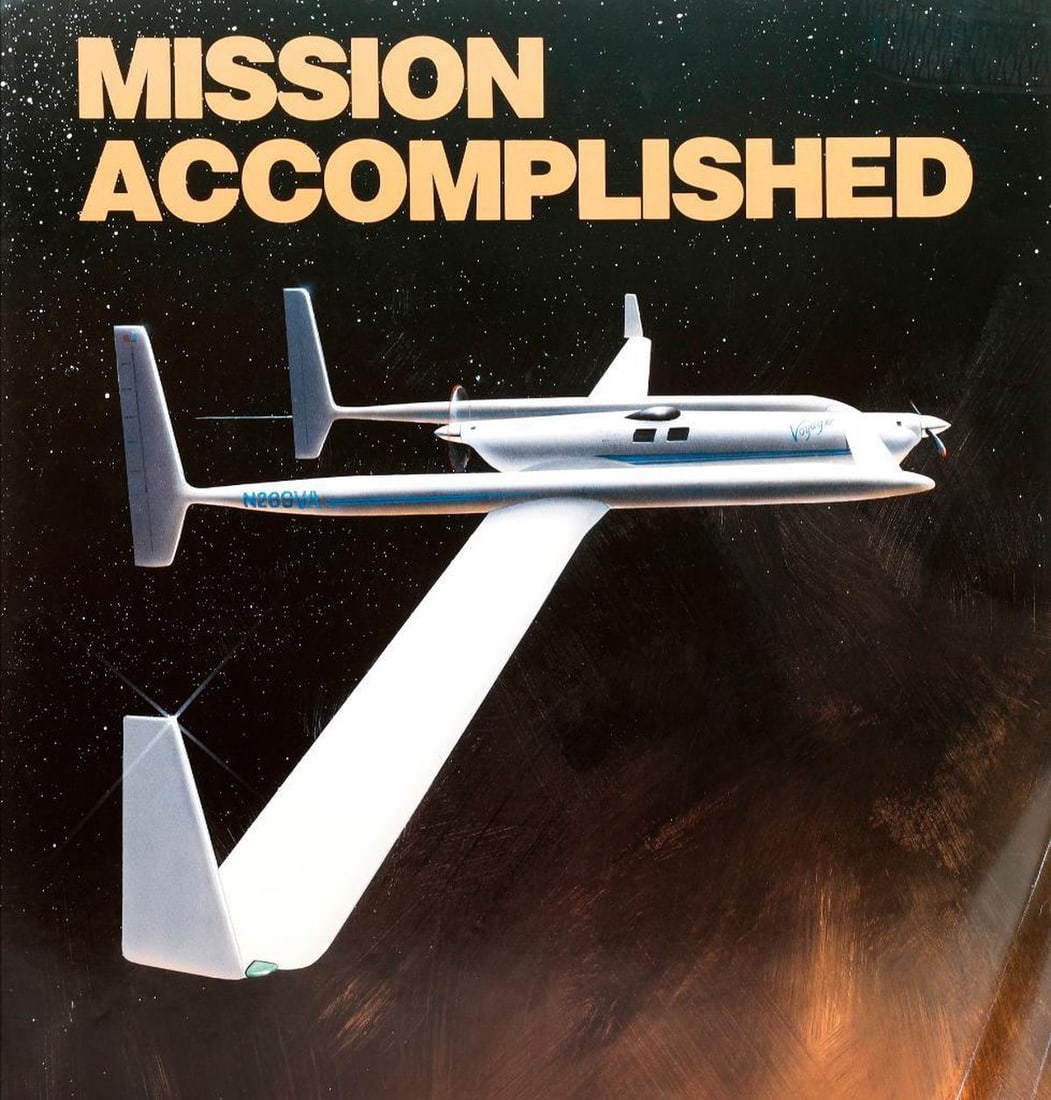 Rutan Voyager Mission Accomplished Poster, 1980s (1 of 1)
