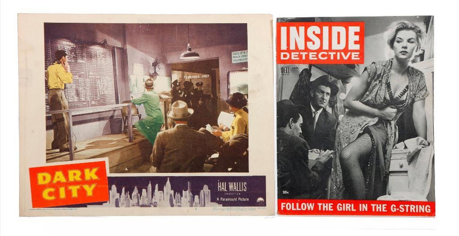 1955 Inside Detective Magazine, with Dark City Lobby Card (1 of 2)