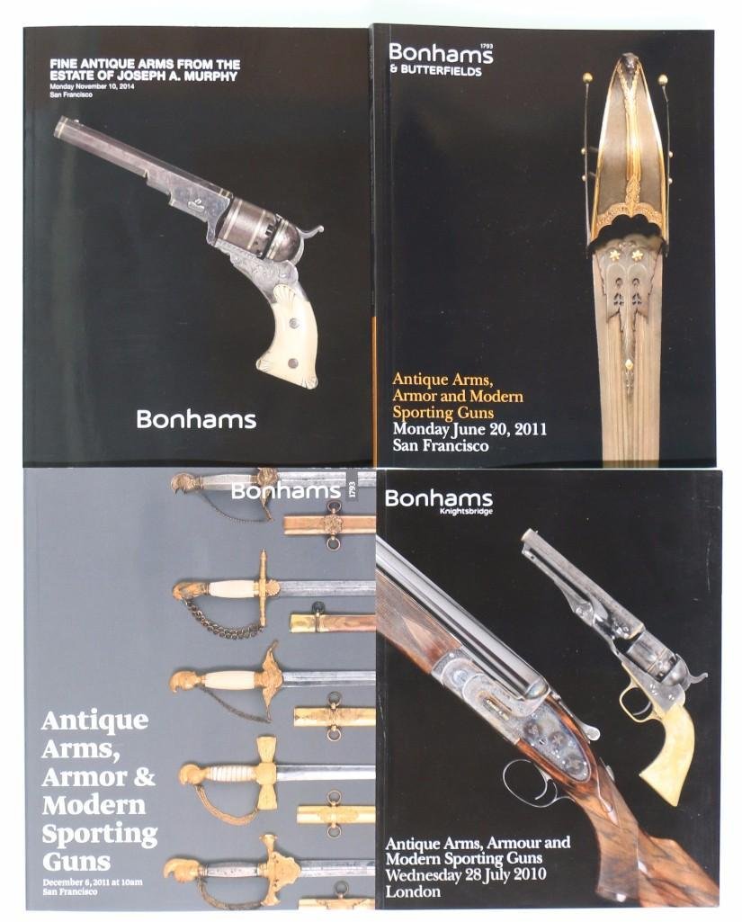 Past auction catalogs including Antique Arms and Armor: Along with Modern Sporting Guns, years 2010, 2011, 2014