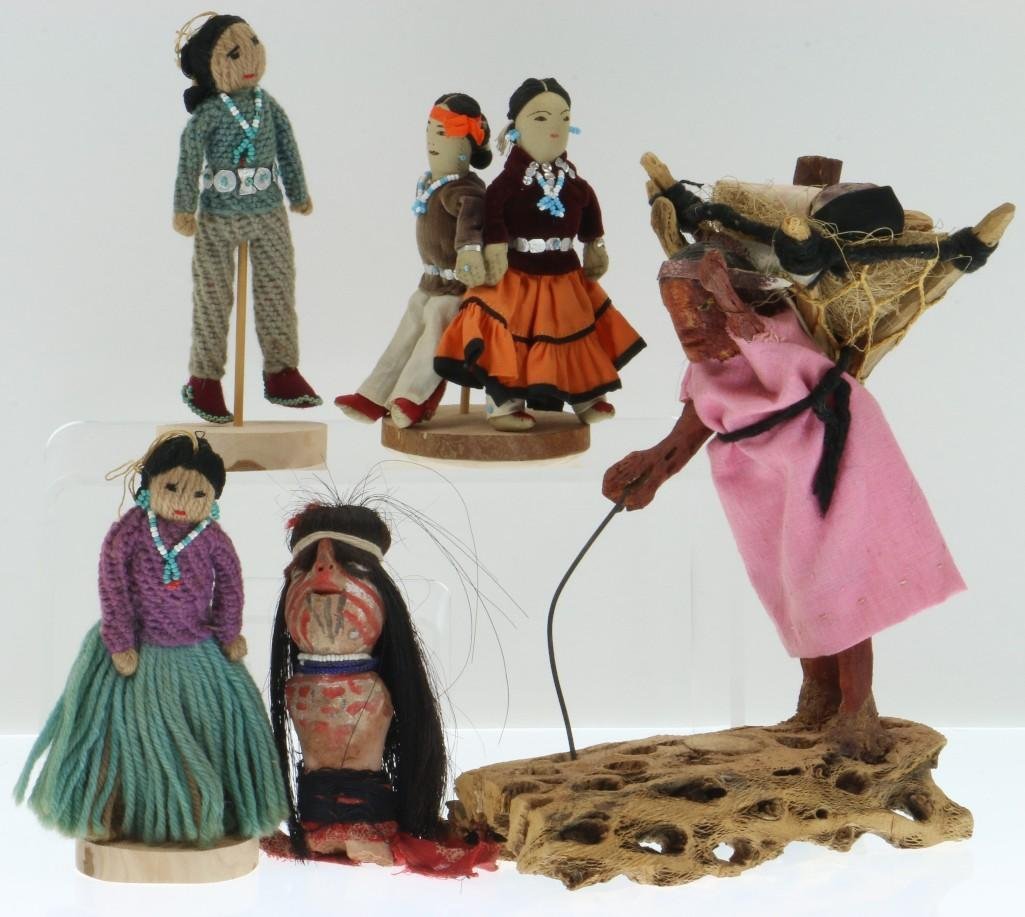 Six Southwest dolls: Four Navajo examples, a Mojave doll and a Papago tableau. Turner Auctions + Appraisals is pleased to present basketry and other items from Native American and other indigenous cultures from the privat