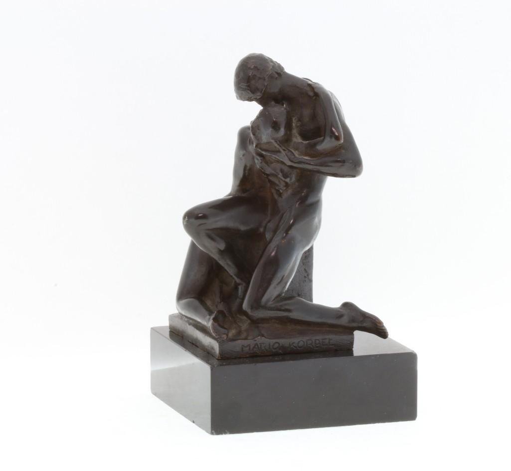 A PATINATED BRONZE BY MARIO KORBEL (1882-1954): (Czech/American) Separate plinth Height: 5 1/2 inches