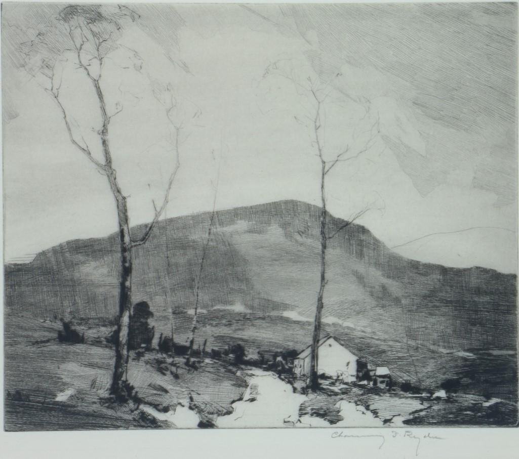 CHAUNCEY FOSTER RYDER (American 1868-1949): "Road to Bristol" Drypoint etching