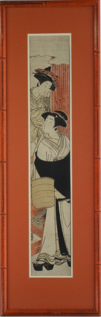 Koryusai Pillar print: Artist: Koryusai Date: Late 18th century Medium: woodblock Dimensions: 26 x 4.25 inc