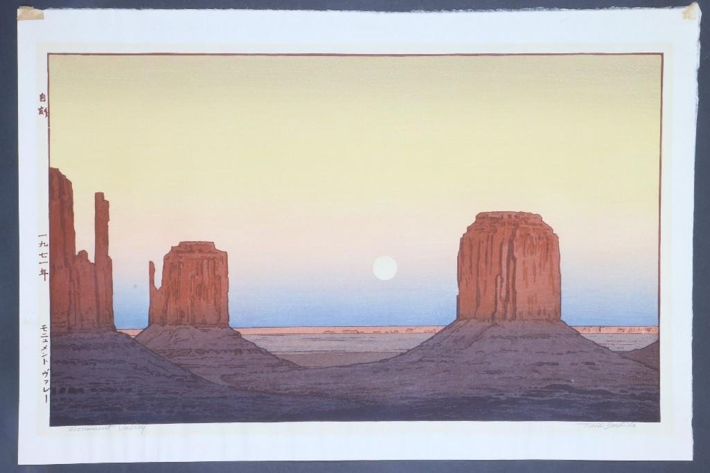 TOSHI YOSHIDA WOODBLOCK PRINT: Title: Monument Valley Artist: Toshi Yoshida Medium: