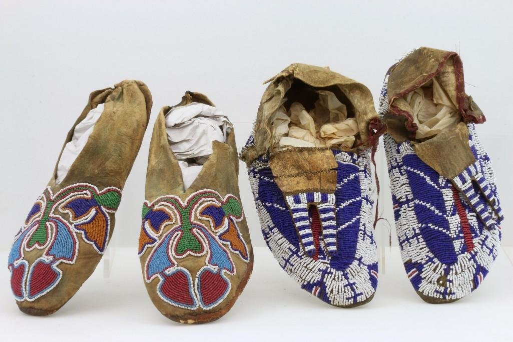 Two pairs of Plains beaded moccasins (1 of 6)
