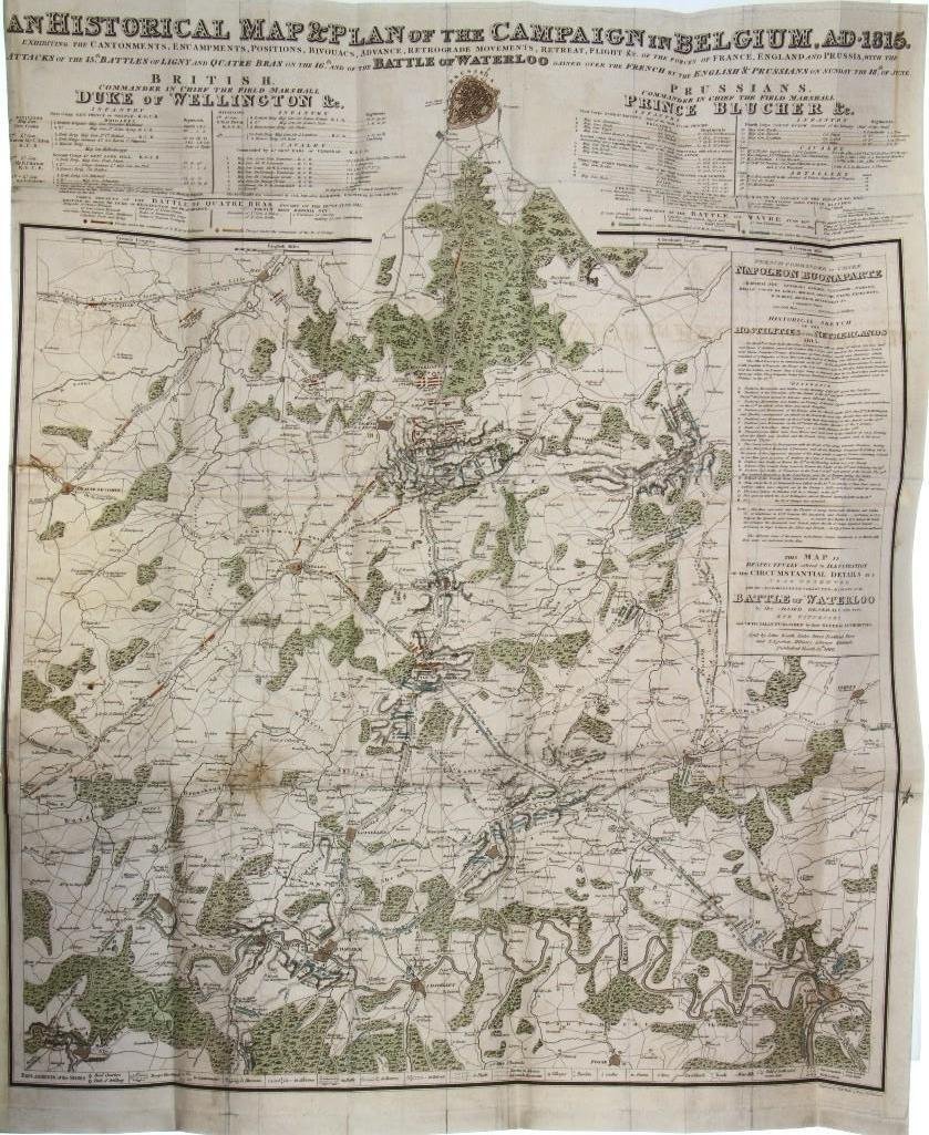 JONES. The Battle of Waterloo. 1852.: Jones, George. The Battle of Waterloo. London: L. Booth, 1852. Several folding maps in color including large silk backed map at front, several plates. Half morocco top edge gilt, original covers 