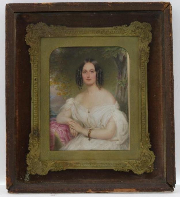 A PORTRAIT MINIATURE OF A LADY, SIGNED AND DATED 1843 (1 of 4)