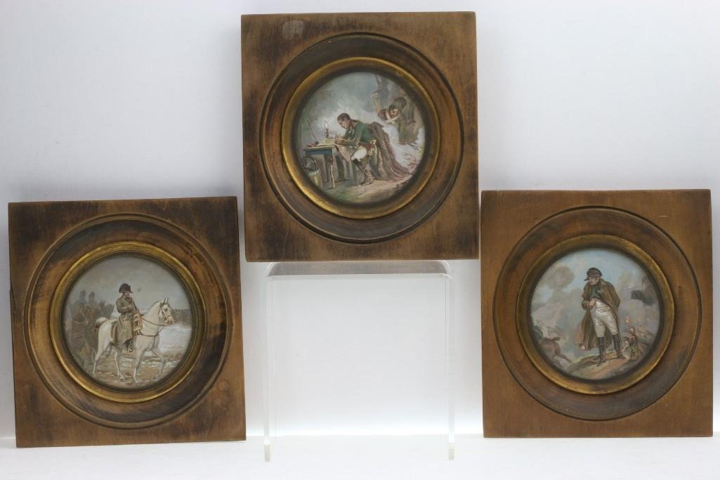 THREE MINIATURE PAINTINGS OF THE LIFE OF NAPOLEON (1 of 8)