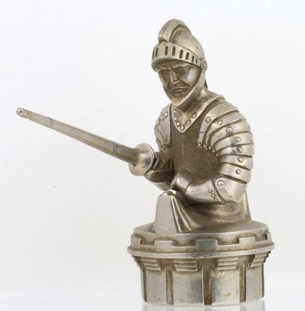WILLYS-KNIGHT MASCOT, 1927-28: Height: 5 1/2 inches Sy and Ronnie Margolis's eclectic collection features a wide range of hood or fender ornaments, from about 1909 to recent times. Most date from the 1920s and 1930s, with many from