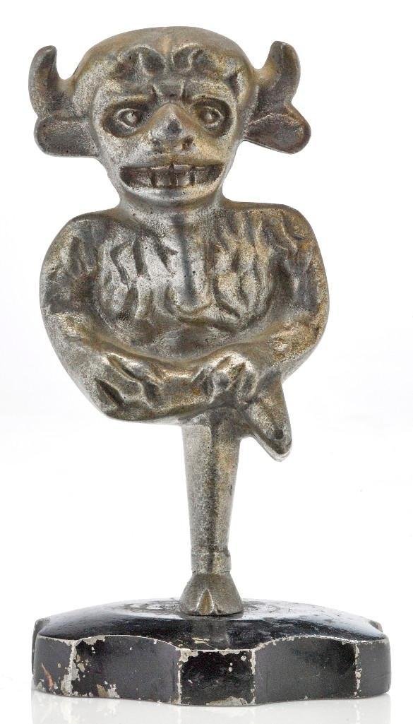 POUSTAN-HANSBY LINCOLN IMP MASCOT: Height: 5 1/2 inches Sy and Ronnie Margolis's eclectic collection features a wide range of hood or fender ornaments, from about 1909 to recent times. Most date from the 1920s and 1930s, with many from