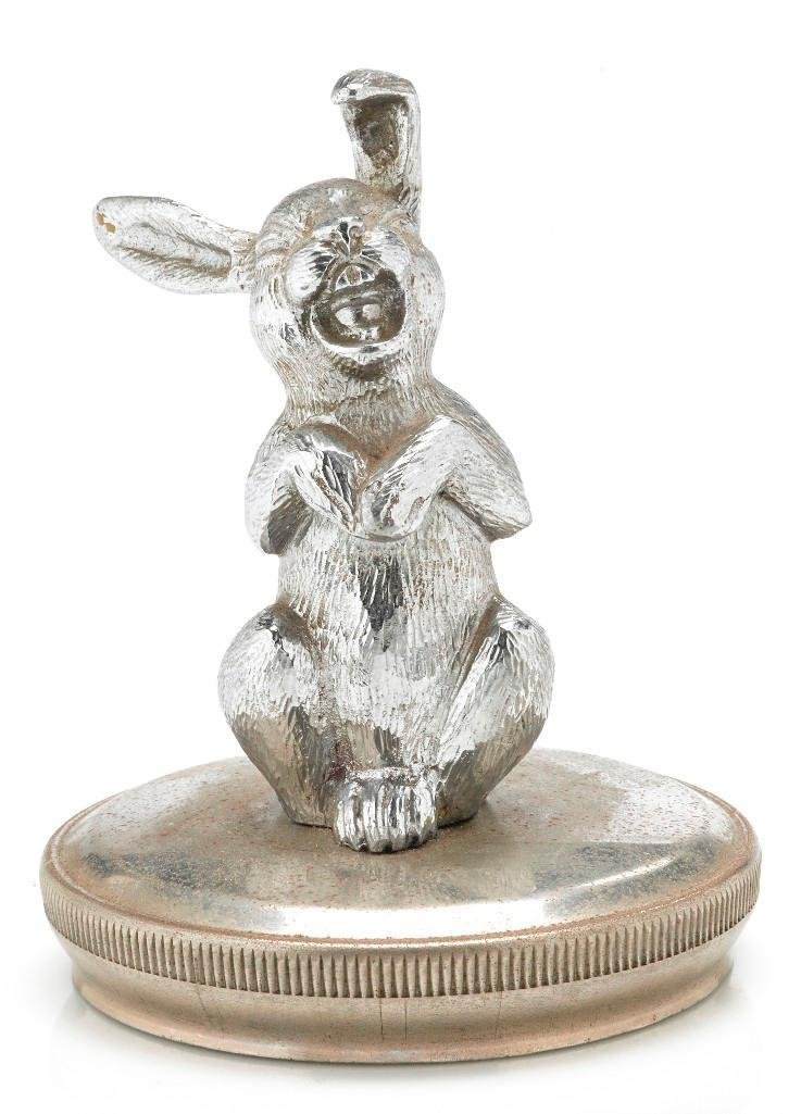 LAUGHIN BUNNY MASCOT: Height: 4 inches Sy and Ronnie Margolis's eclectic collection features a wide range of hood or fender ornaments, from about 1909 to recent times. Most date from the 1920s and 1930s, with many from the