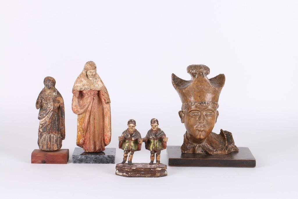 FOUR SPANISH COLONIAL SANTOS FIGURES, 19TH CENTURY (1 of 4)