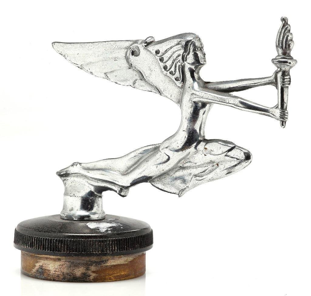 STOCKHOLM OLYMPICS MASCOT: Height: 5 1/2 inches Note: The sale features 110 lots related to the 1932 Olympics in Los Angeles, including car mascots, radiator badges, license plates, banners, maps, pennants, booklets, tickets an