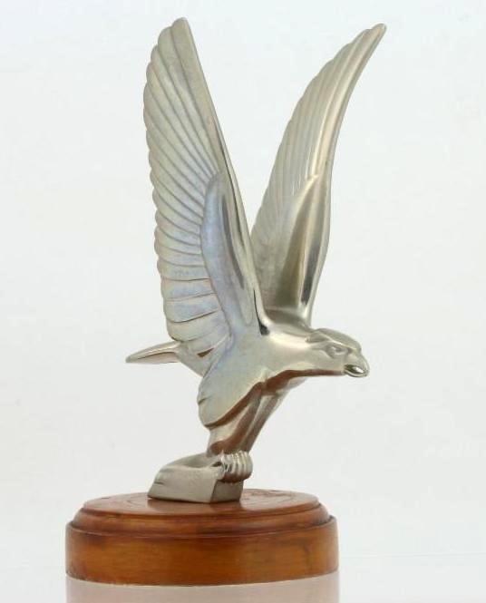 ALVIS EAGLE MASCOT, 1920-32: Height: 6 3/4 inches Note: The sale features 110 lots related to the 1932 Olympics in Los Angeles, including car mascots, radiator badges, license plates, banners, maps, pennants, booklets, tickets an