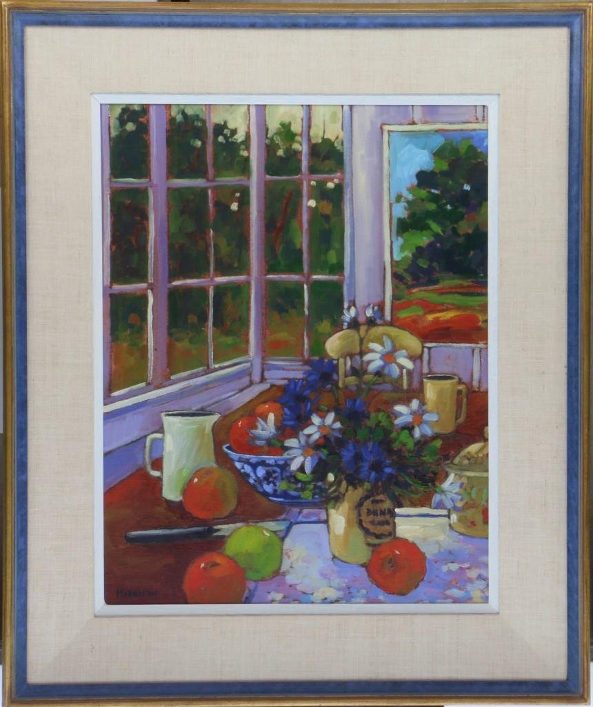 Brenda Morrison (20th century) "Still life & flowers": Artist: Brenda Morrison (late 20th century) Signature: Signed lower left Size: 18" x