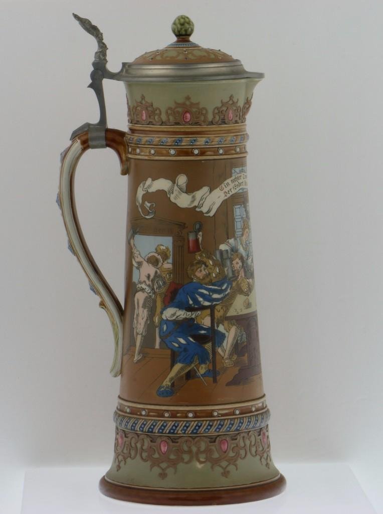 METTLACH 3 LITER STEIN, #2206 IMPRESSED FACTORY MARKS (1 of 5)