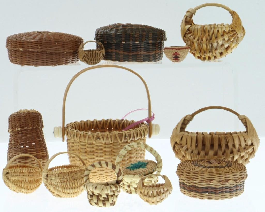 COLLECTION OF NORTH AND CENTRAL AMERICAN BASKETS: Including Nantucket, Gullah from Georgia, and Caribe examples, along with several others Turner Auctions + Appraisals is pleased to present basketry and other items from Native American and other indi