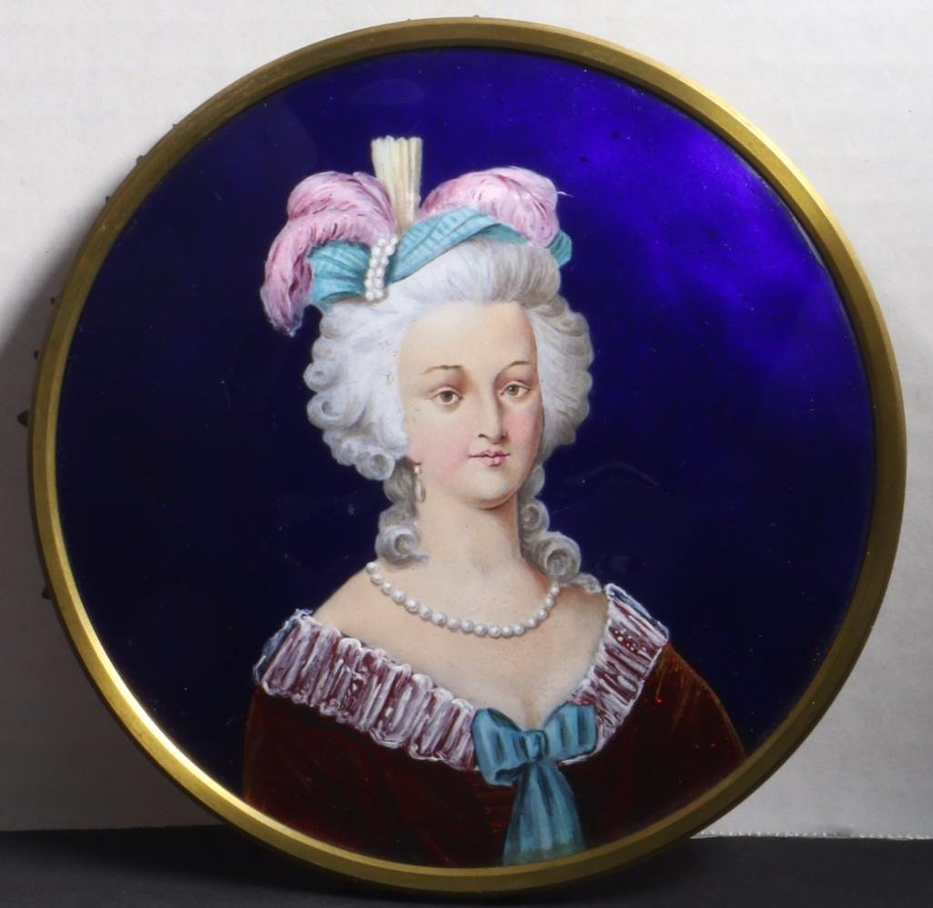 FRENCH ENAMEL PORTRAIT PLAQUE, LATE 19TH/EARLY 20TH C. (1 of 4)