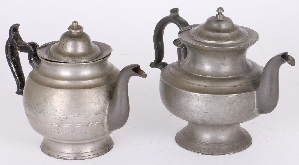 RUFUS DUNHAM & GEORGE RICHARDSON PEWTER TEAPOTS (1 of 7)