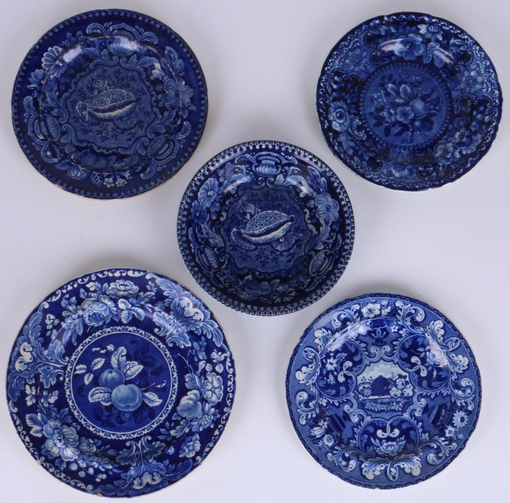 5 STAFFORDSHIRE BLUE & WHITE TRANSFER PRINTED PLATES (1 of 10)
