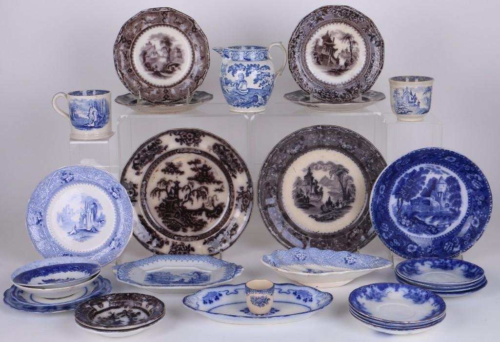 29 STAFFORDSHIRE TRANSFER PRINTED TABLEWARE (1 of 8)
