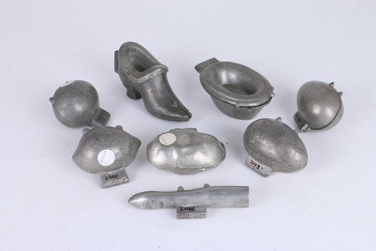 8 Various Pewter Ice Cream Molds