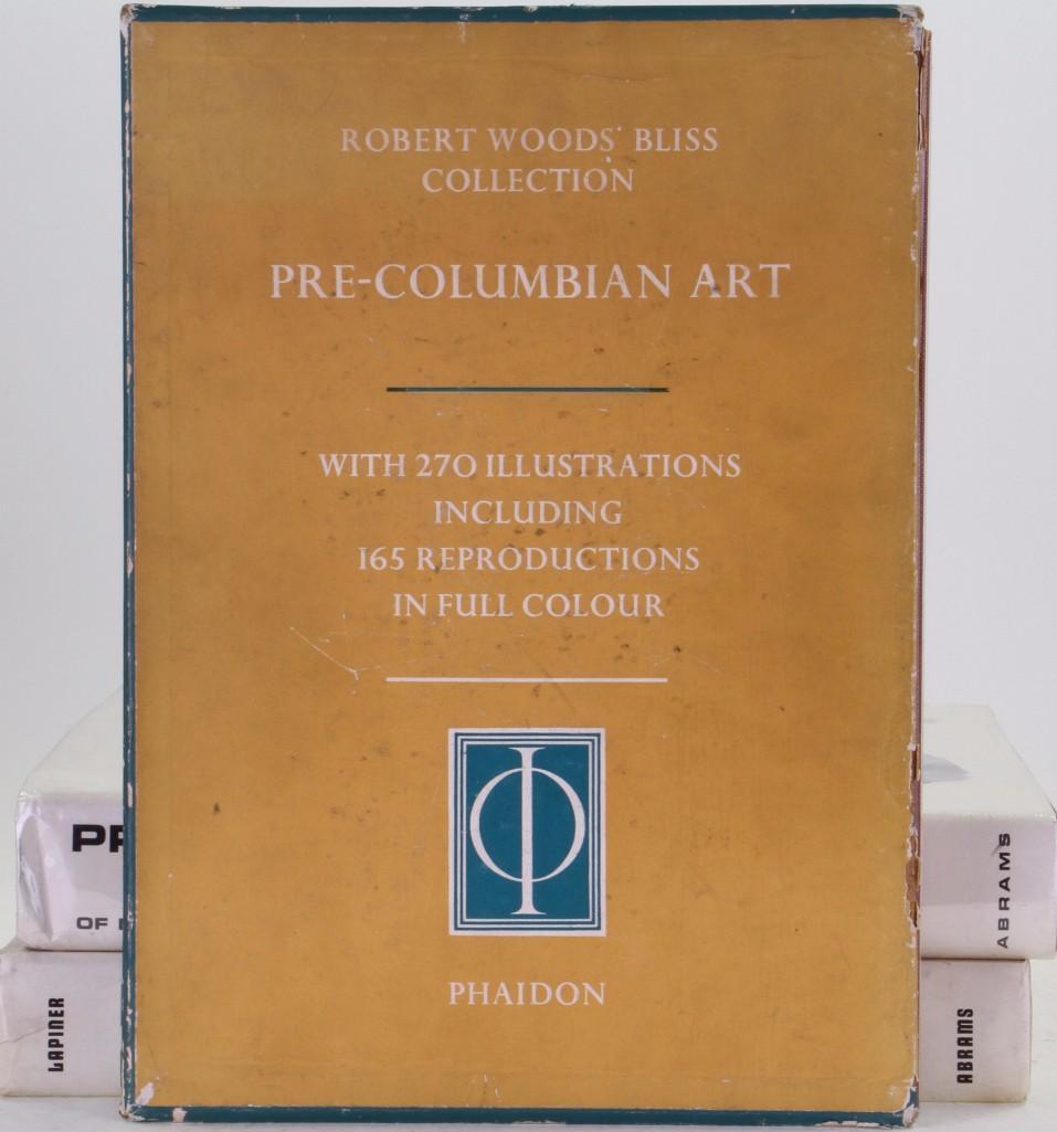 Three classic books on pre-Columbian art: Pre-Columbian Art of South America, 1976, Alan Lapiner; Pre-Columbian Art of Mexico and Central America, 1968, Hasso von Winning; Pre-Columbian Art - Robert Woods Bliss Collection, 1957, S.K. Lothrop