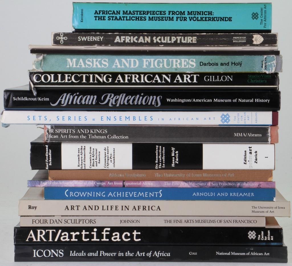 Sixteen books on African art: Icons - Ideals and Power in the Art of Africa, 1989, Herbert Cole; Art/Artifact, 1988, Arthur Danto et al; Four Dan Sculptors - Continuity and Change, 1986, Barbara C. Johnson; Art and Life in Africa