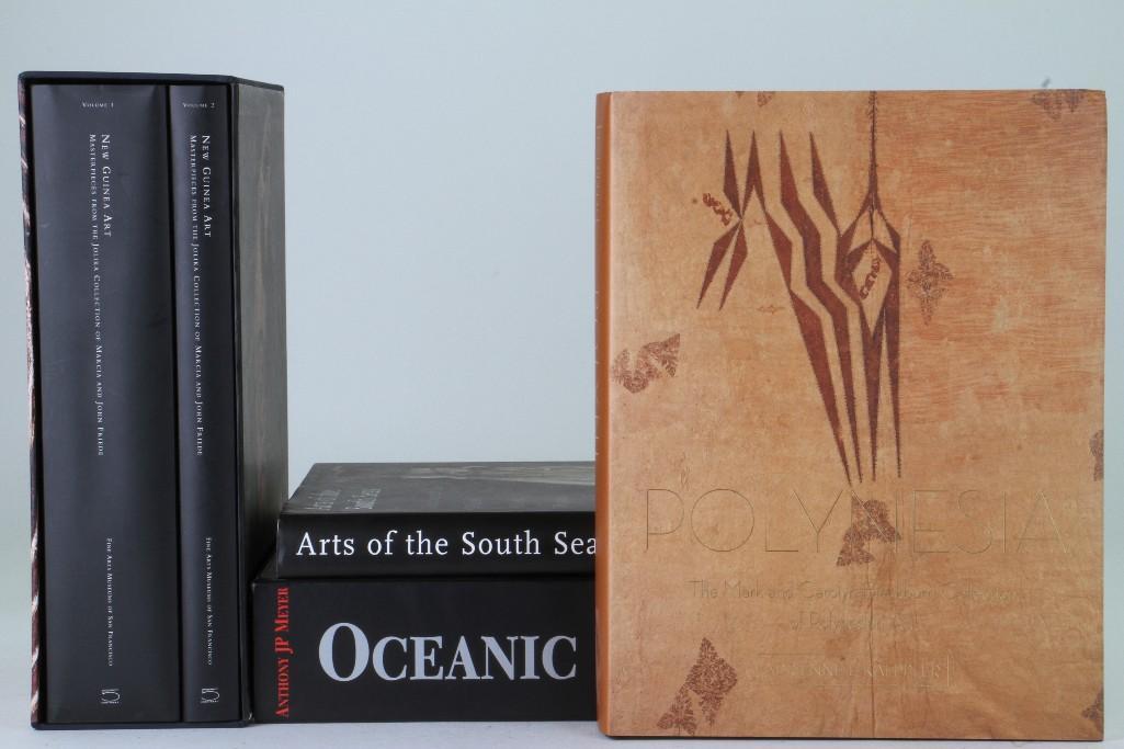 Four books on Oceanic art: Polynesia - The Mark and Carolyn Blackburn Collection of Polynesian Art, 2010, Adrienne L. Kaeppler; New Guinea Art - Masterpieces from the Jolika Collection of Marcia and John Friede, volumes I and I