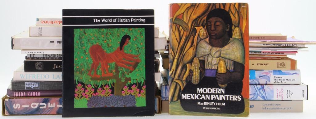 Thirty-one books and journals on Latin American art: Wifredo Lam, 1986, Max-Pol Fouchet; Pedro Coronel, 1971, Justino Fernandez; Poleo, 1970, Frank Elgar; Ricardo Martinez, 1965, Ruben Bonifaz Nuno; Bassi, 1974, Salvador Elizondo; Frida Kahlo - the Brus