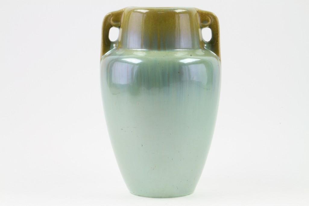 FULPER FLAMBE GLAZED POTTERY TWO HANDLED VASE (1 of 4)